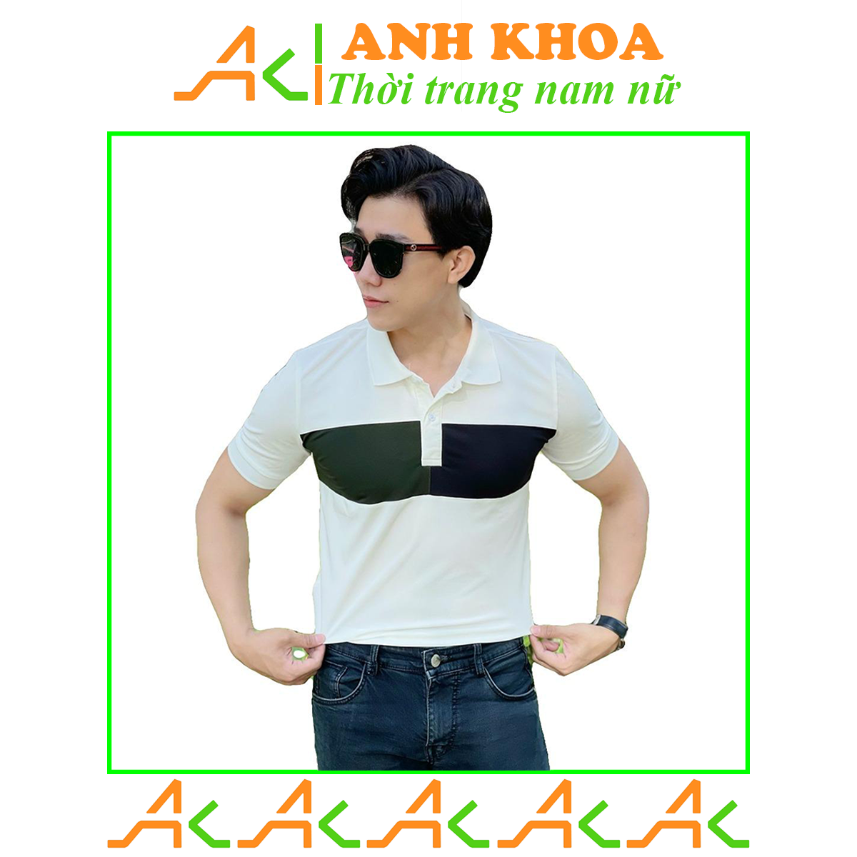 Áo Polo nam nữ cổ bẻ PHỐI SỌC MÀU tay ngắn chất liệu vải thun cá sấu chuẩn form sang trọng lịch lãm màu trắng - ANHKHOA