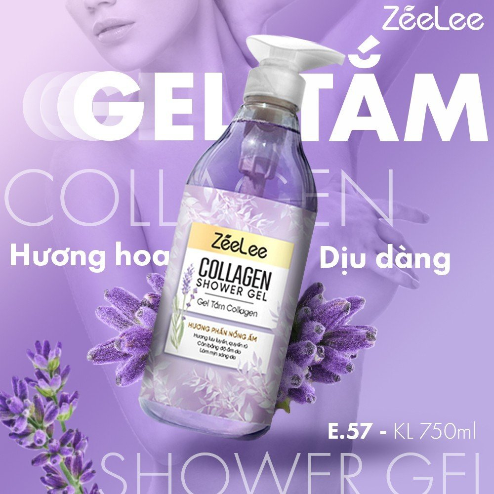Gel Tắm ZEELEE Collagen hương Hoa OẢI HƯƠNG 750ml