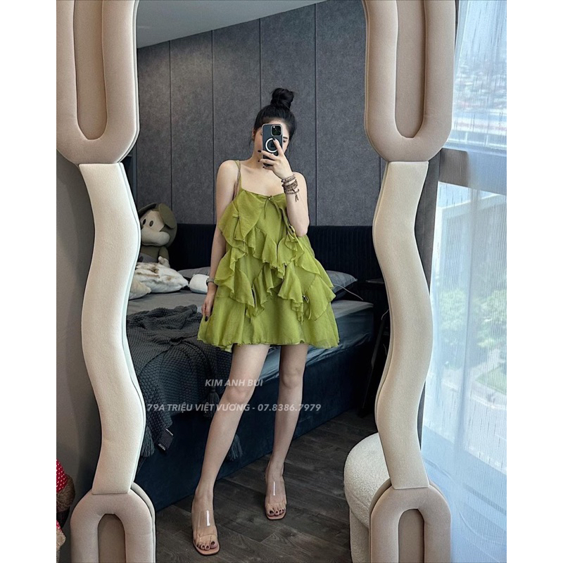 Váy 2 dây cốm bèo siêu hot Kim Anh Bùi