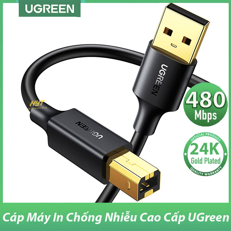 Dây Cáp Máy In Mạ Vàng 24K Chống Nhiễu Dài 1M, 1.5M. 2M, 3M, 5M UGreen US135 - BH 18T Chính Hãng