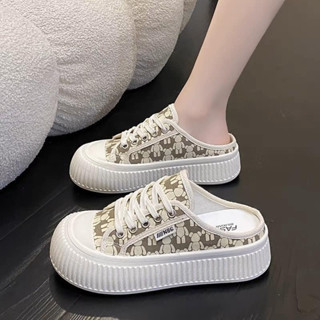 Giày Sục Thể Thao Nữ ZaRa ,Sục Mlb Đạp Gót Kiểu Dáng Trẻ Đẹp Siêu Hót Màu Trắng- Kem Minhtushoes