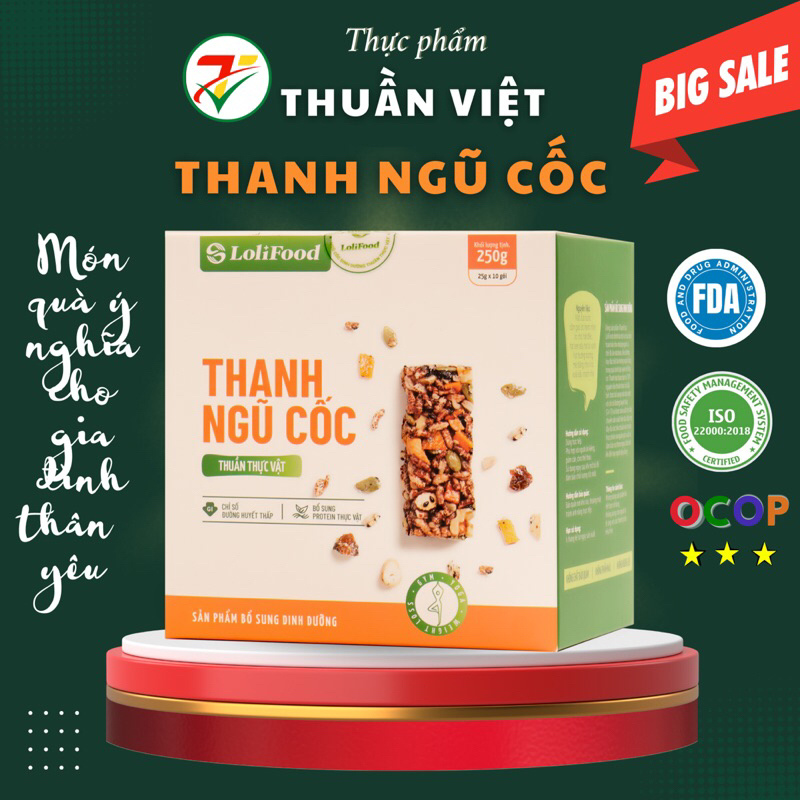 Thanh Ngũ Cốc Lolifood -Bánh Dinh Dưỡng Cho Người Ăn Kiêng, Người Bị Tiểu Đường (Hộp 250g)
