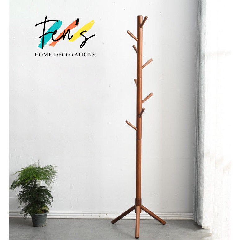 Móc áo gỗ đứng 3 chân 8 nhánh 100% nội thất gỗ tự nhiên -CN001