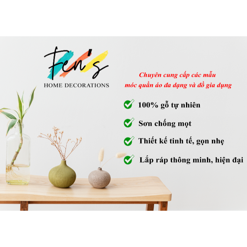 Móc áo gỗ đứng 3 chân 8 nhánh 100% nội thất gỗ tự nhiên -CN001