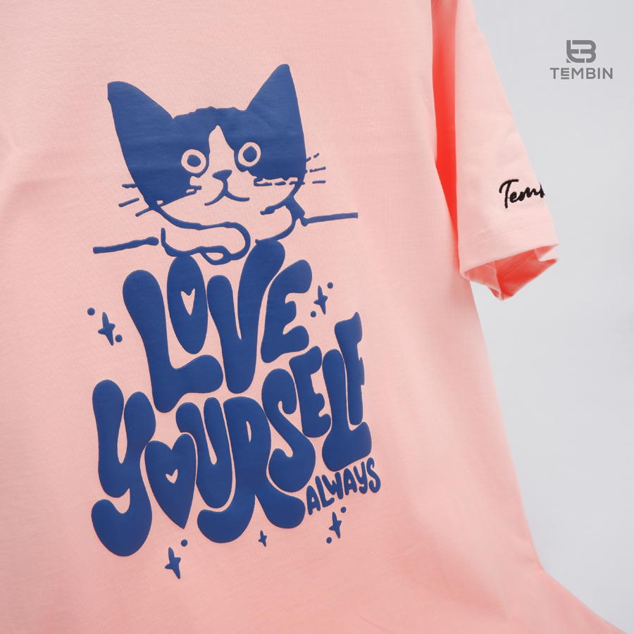 Áo Thun TEMBIN - Cat LoveYourself - Cotton - Local Brand