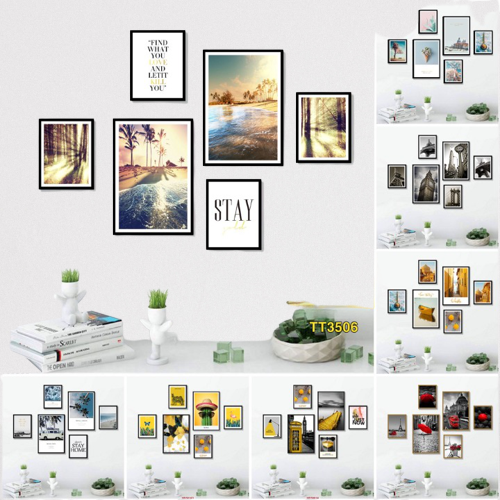 Set 6 Tranh Dán Tường, Tranh Treo Tường Siêu Nhẹ Có Sẵn Keo T34