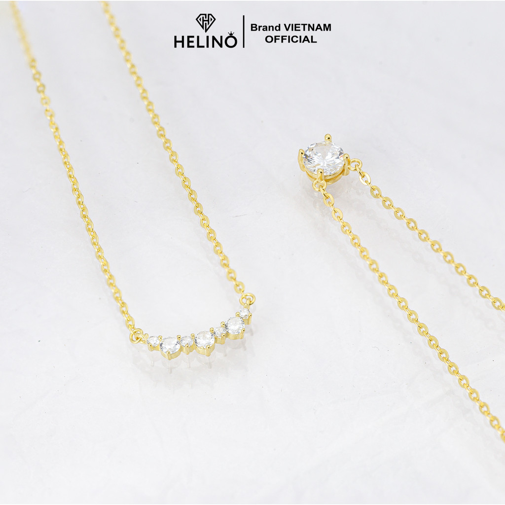 Dây chuyền bạc nữ HELINO Mạ vàng 18K mặt đá nhỏ xếp nửa đường tròn mạ vàng C42