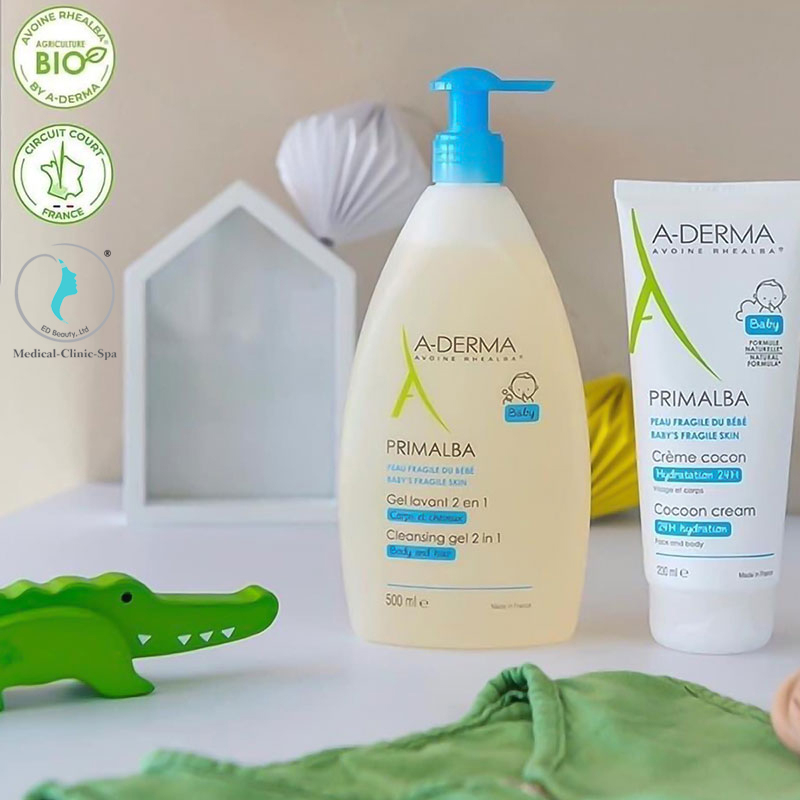 Sữa tắm gội em bé cho da mỏng, yếu A-Derma Primalba Cleansing Gel 2 trong 1