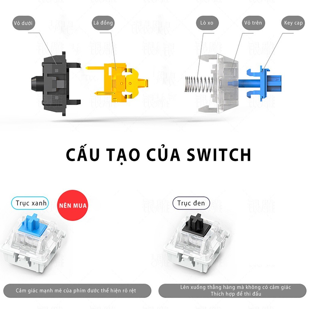 COMBO Bàn Phím Cơ Chuột Tai Nghe YINOIAO ZK3+G15+Q7 Blue Và Black Switch LED 8 Hiệu Ứng Dùng Cho Máy Tính PC Laptop
