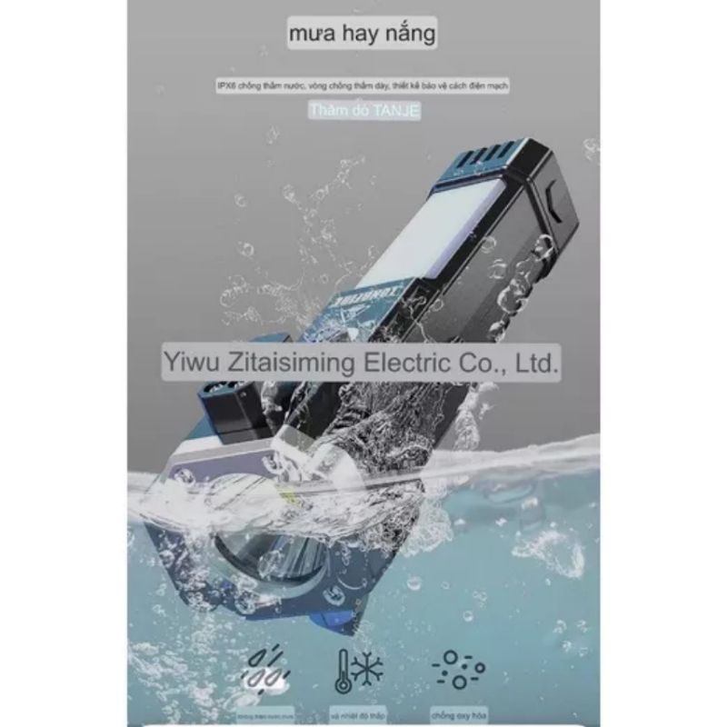 Đèn pin siêu sáng -Búa đèn pin Led 8in1 đa chức năng búa thoát hiểm khẩn cấp trong Ôtô, sạc dự phòng chống nước siêu bền