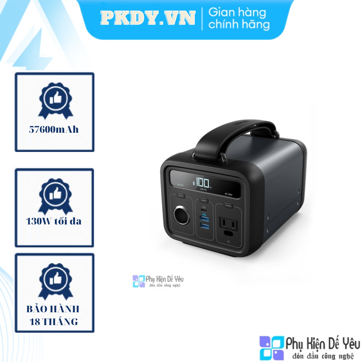 Pin di động Anker PowerHouse 200 - 57600mAh - A1702 [CHÍNH HÃNG PHÂN PHỐI, BẢO HÀNH 18 THÁNG]