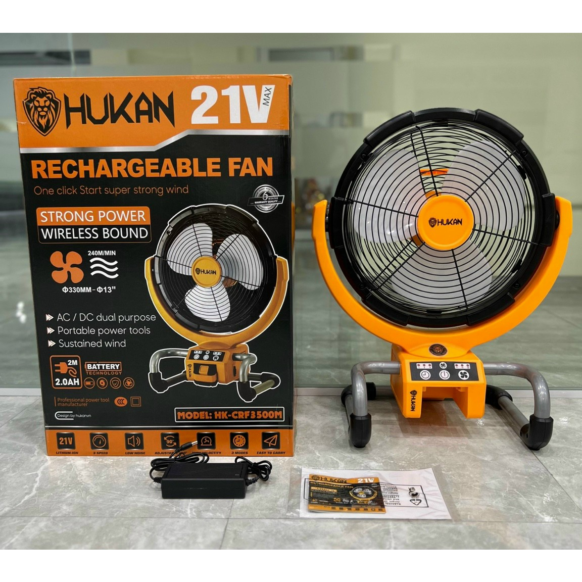 Thân quạt chạy pin HUKAN HK-CRF3500M Điện áp 21V, chân pin phổ thông MKT