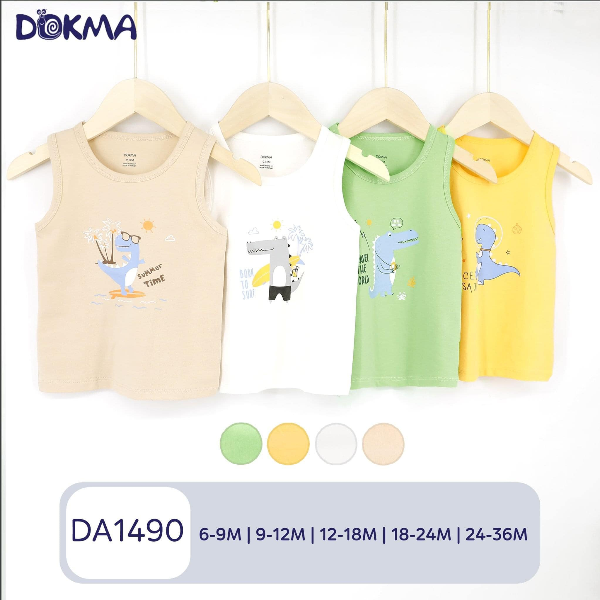 DA917, DA1490 Áo ba lỗ bé trai Dokma chất cotton organic (6-36M)