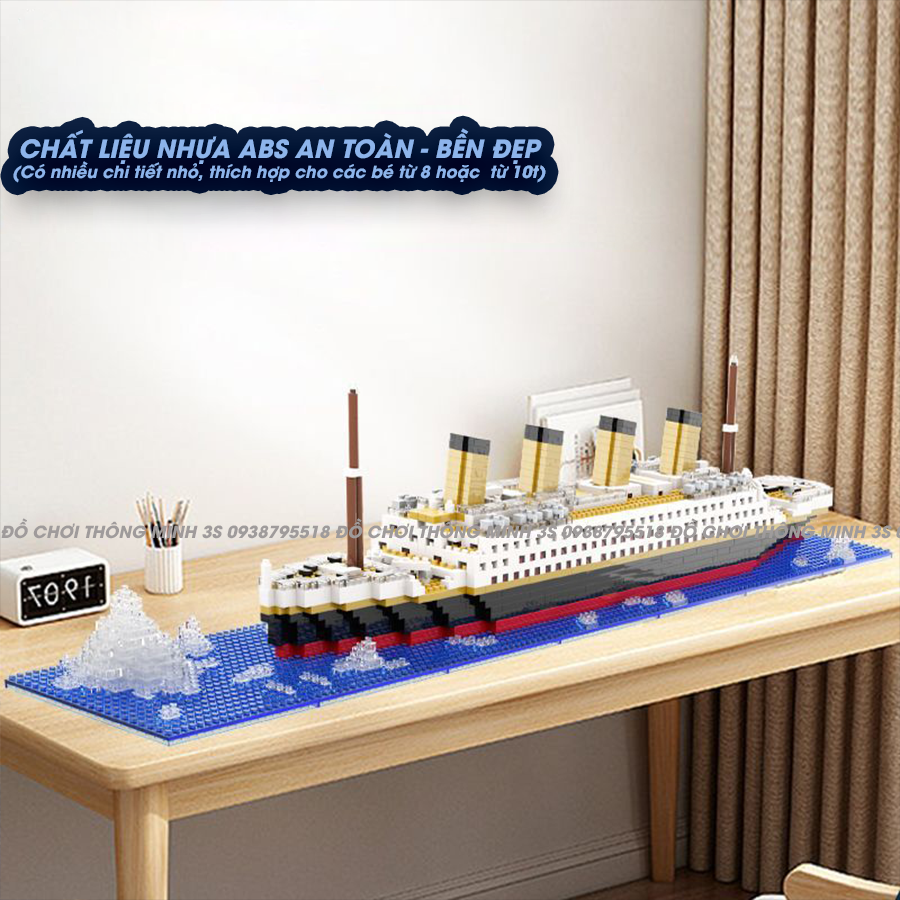 Đồ chơi lắp ráp sáng tạo bé trai, mô hình lắp ráp tàu Titanic