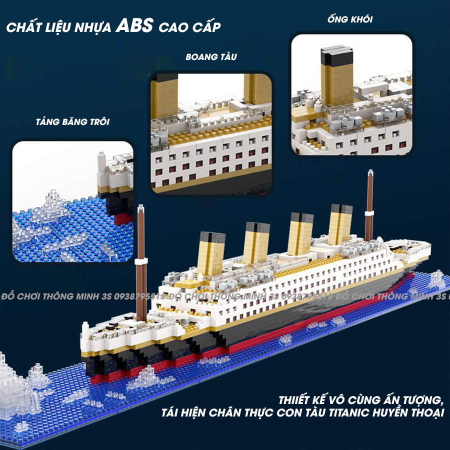 Đồ chơi lắp ráp sáng tạo bé trai, mô hình lắp ráp tàu Titanic