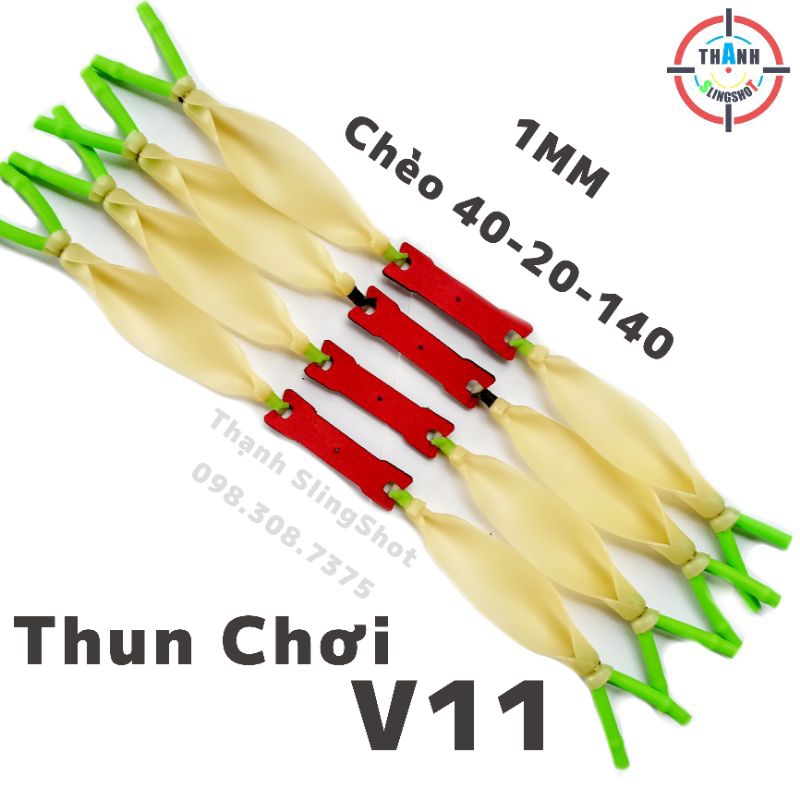 Dây thun 1mm chơi Vip 11 bản dẹp 40-20-140 trắng trong - Buộc chân thun tròn 3060
