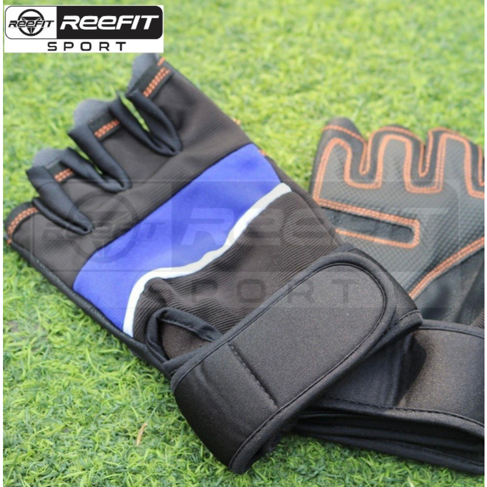 Găng tay tập gym kết hợp quấn bảo vệ cổ tay chất liệu da cao cấp Reefit Sport RF48096