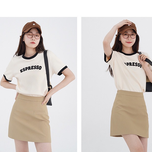 Áo thun nữ ngắn tay espresso, áo phông babytee basic chất cotton 2 chiều mát mùa hè DELIZ Chouchou