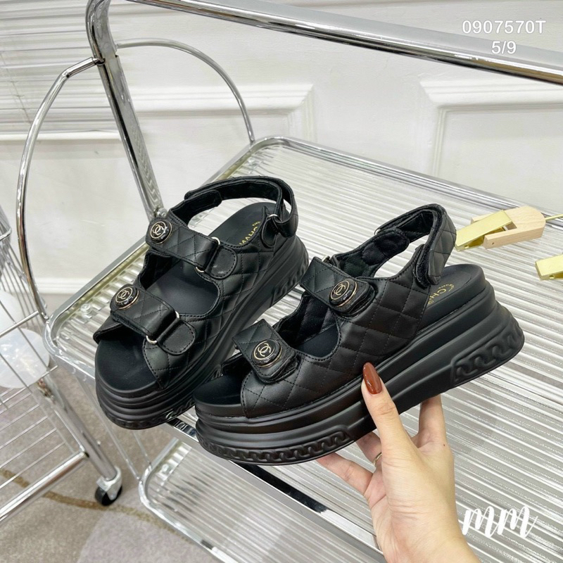 Sandal Ch.anel đế xuồng 7p - Hàng QC fullbox -
