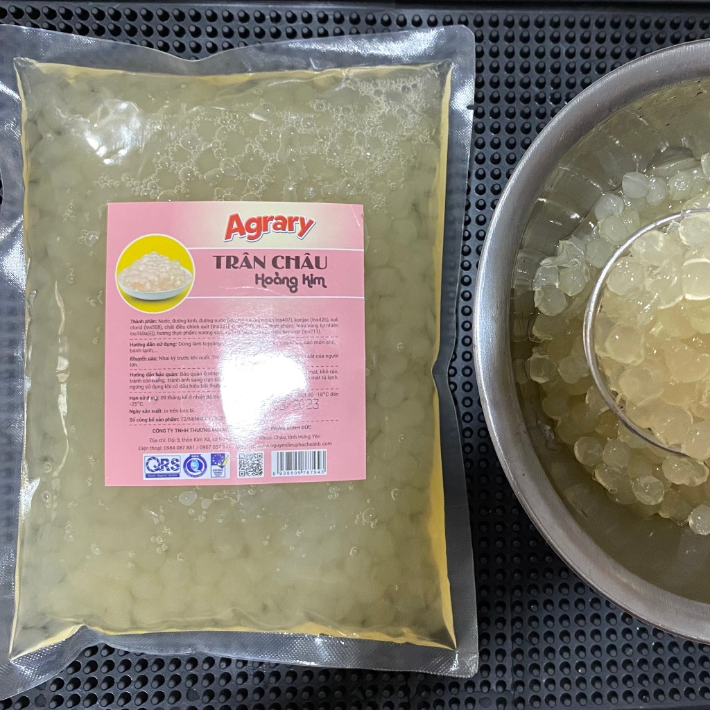 Thạch Trân Châu 3q Trắng Giòn / Trân Châu 3q Đen Caramel Giòn Túi 1kg Tiện Dụng