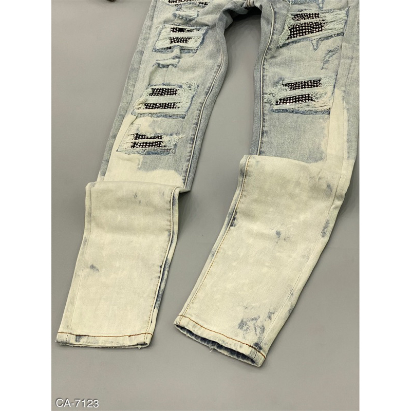 Quần jean Thời trang cao cấp đính đá ,mix ống chân cực chất 2023