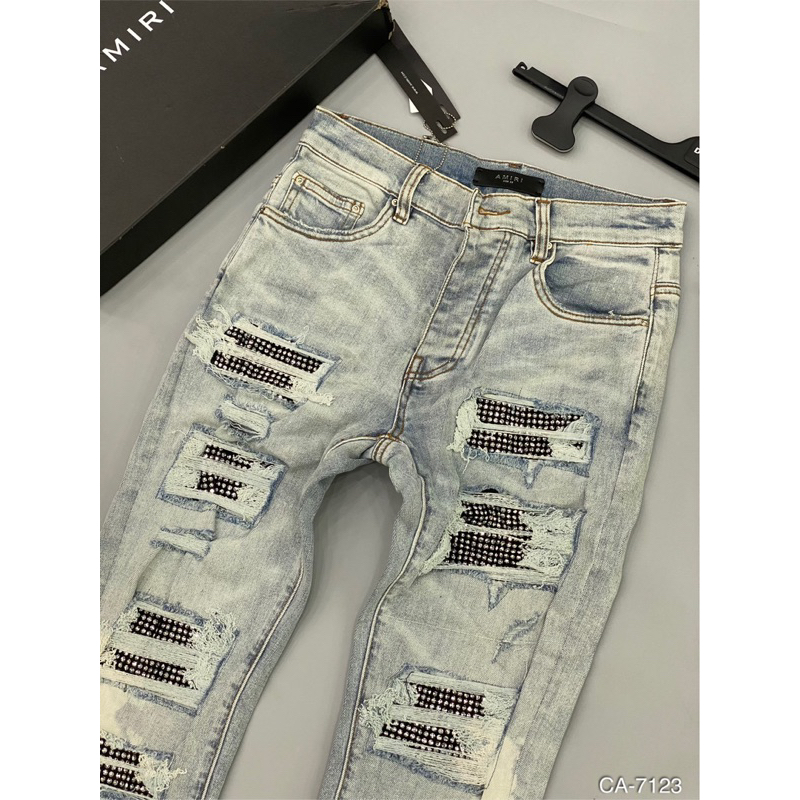 Quần jean Thời trang cao cấp đính đá ,mix ống chân cực chất 2023
