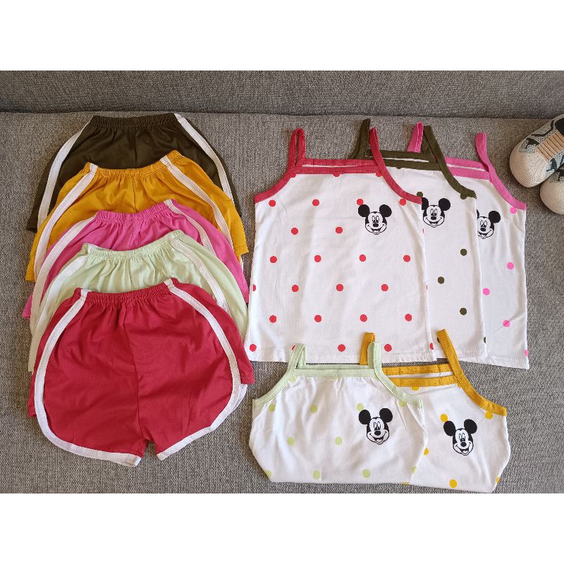 Bộ 2 dây bé gái, vải cotton mềm mịn, thoáng mát, in hình mickey dễ thương