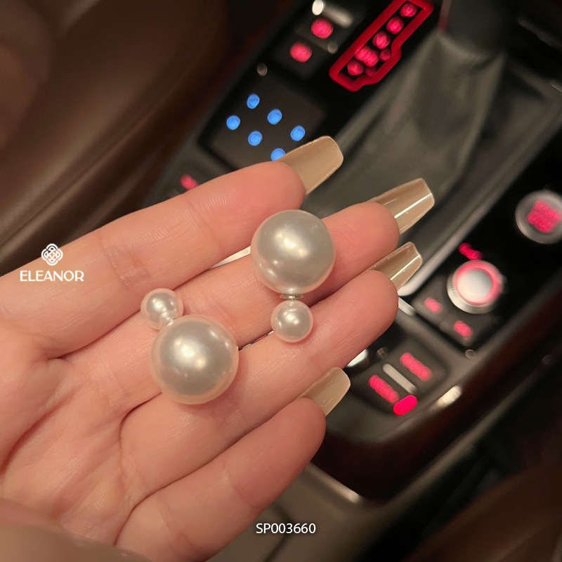 Bông tai nữ chuôi bạc 925 Eleanor Accessories ngọc trai nhân tạo lớn phụ kiện trang sức 3660