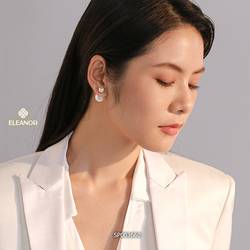 Bông tai nữ chuôi bạc 925 Eleanor Accessories ngọc trai nhân tạo lớn phụ kiện trang sức 3660
