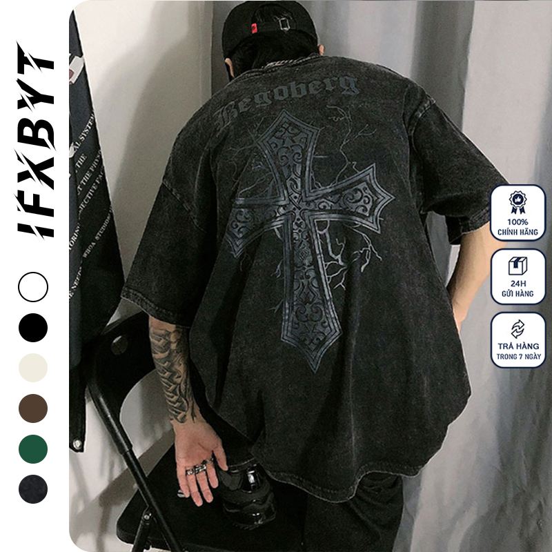 Áo thun unisex IFXBYT Y0197 100% cotton phong cách hiphop đường phố