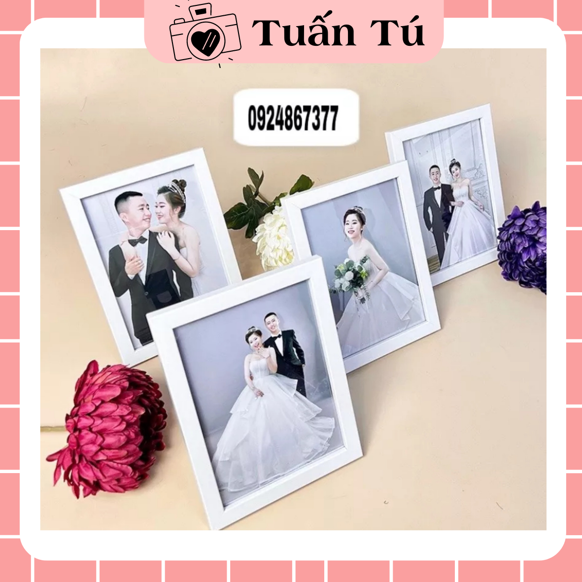 ( không kèm ảnh) Khung ảnh 10x15, 13x18, 15x21 để bàn hoặc treo tường( tặng kèm chân chống hoặc đinh treo tường )