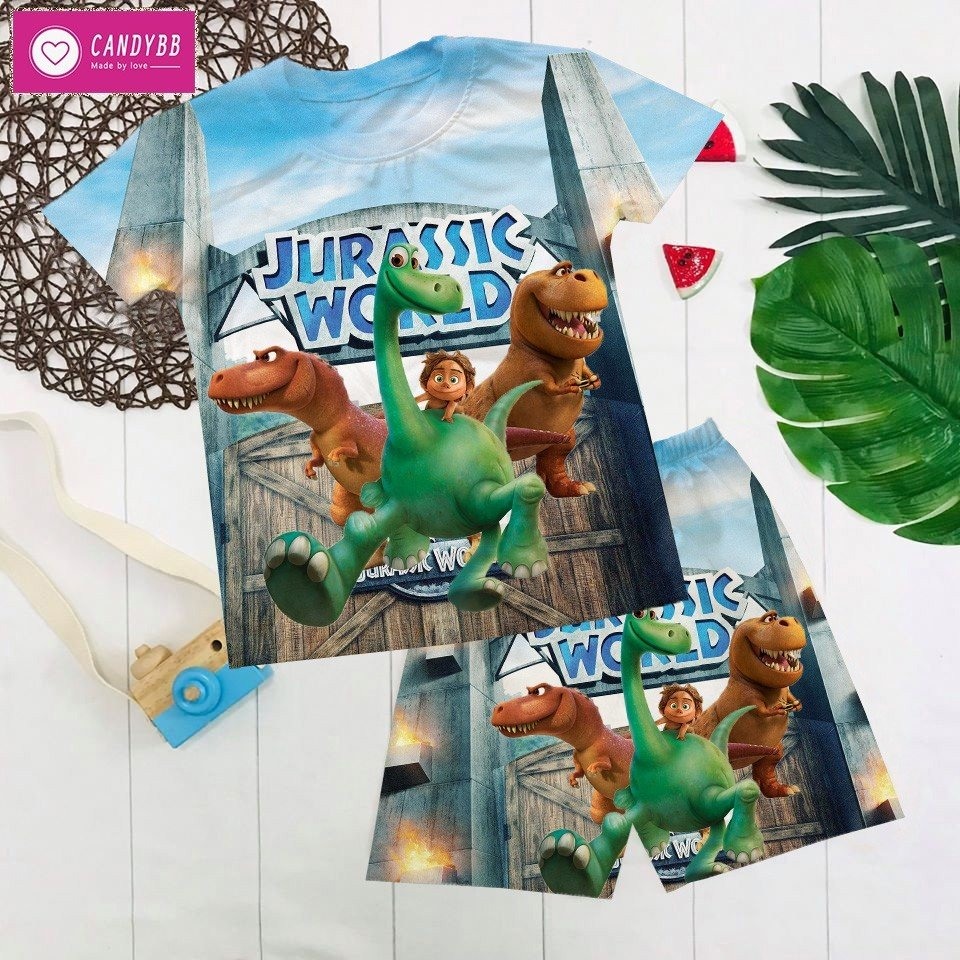 Bô thun Khủng Long T-rex bé trai có size 60kg, đồ bộ sát nách nách, tay ngắn mềm mịn, thấm hút mồ hôi