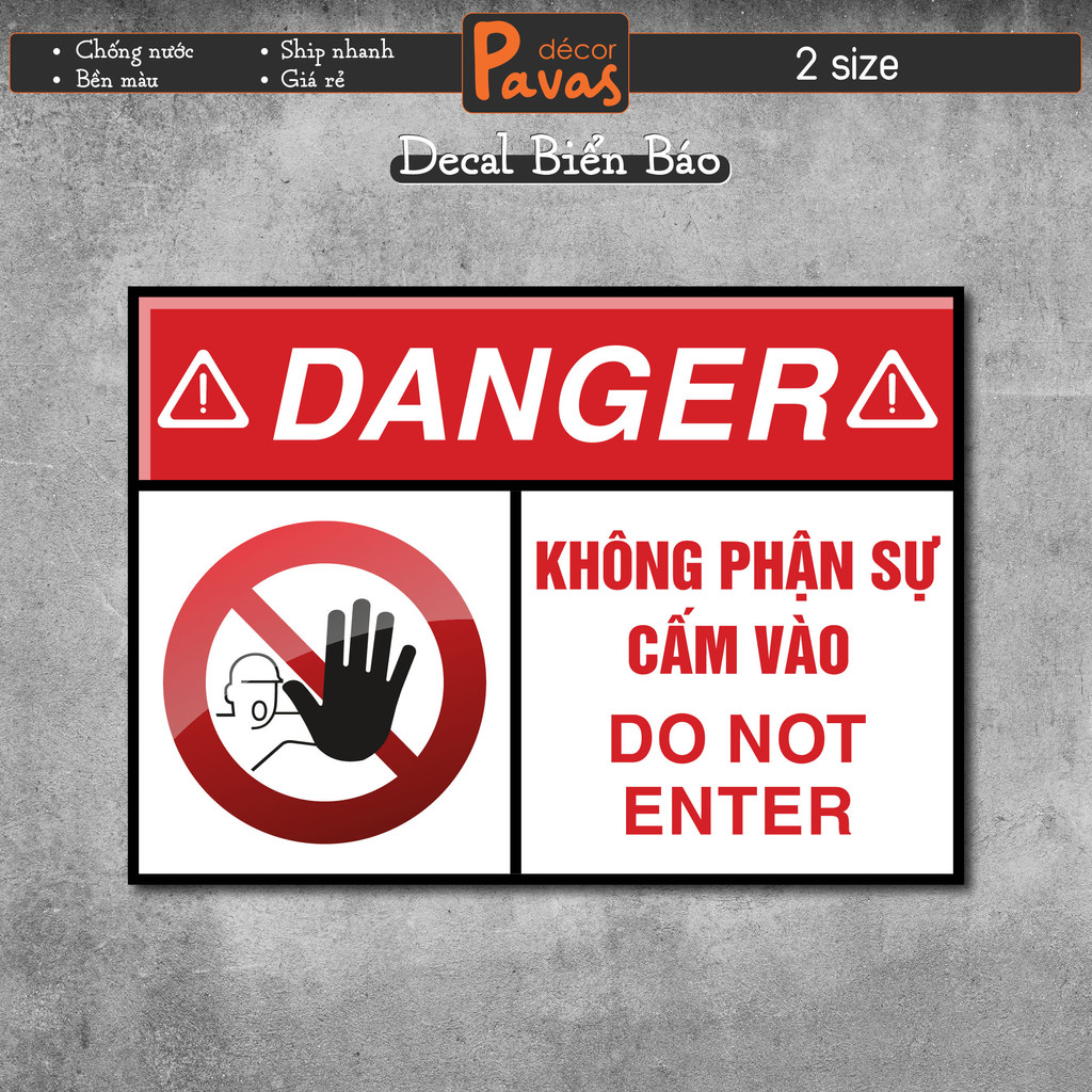 Decal Dán Biển Báo Không Phận Sự chống nước dán trang trí tường, dán quán trà sữa, cà phê, quán ăn. BB19