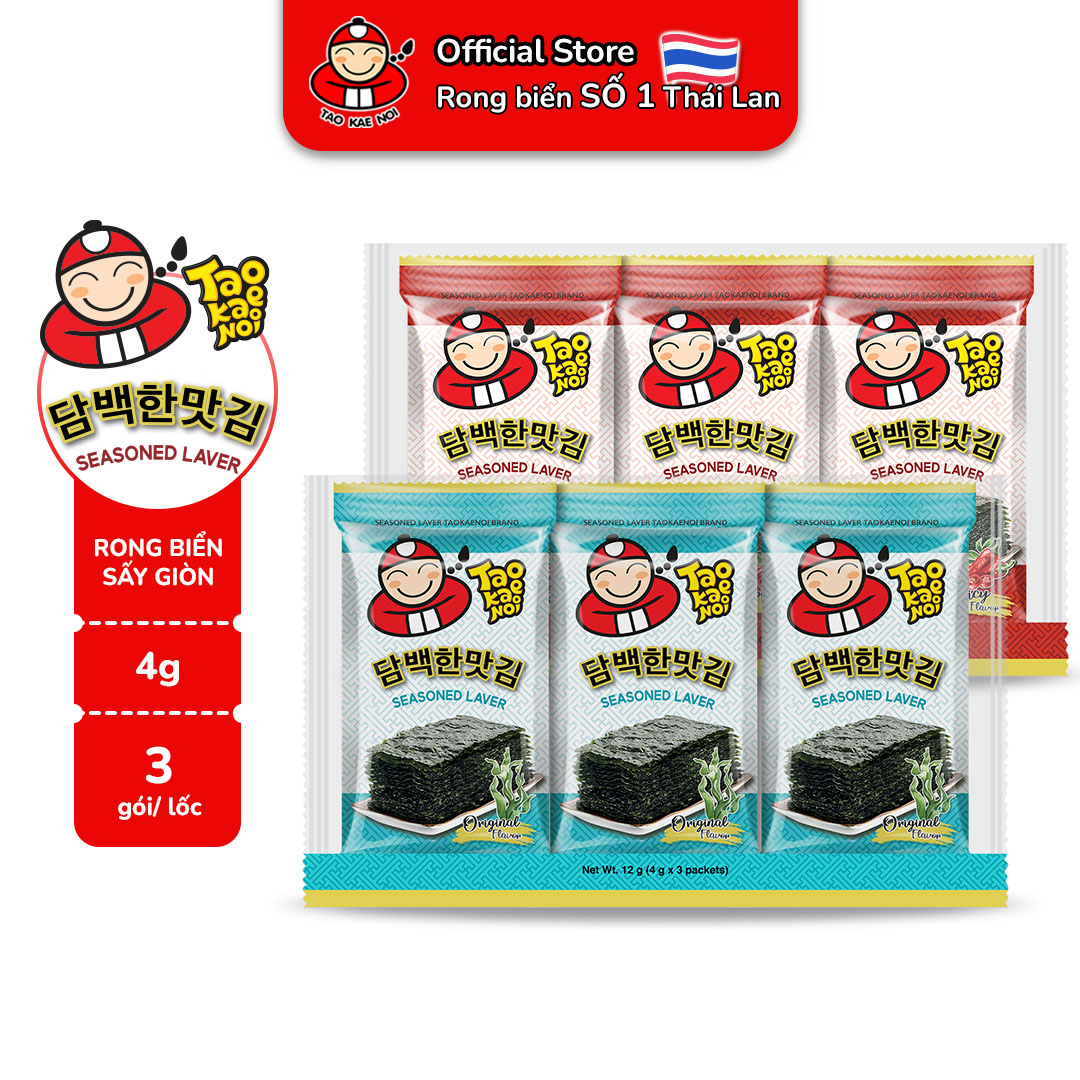 Snack Rong Biển TaoKaeNoi SEASONED LAVER (4g x 3 Gói)