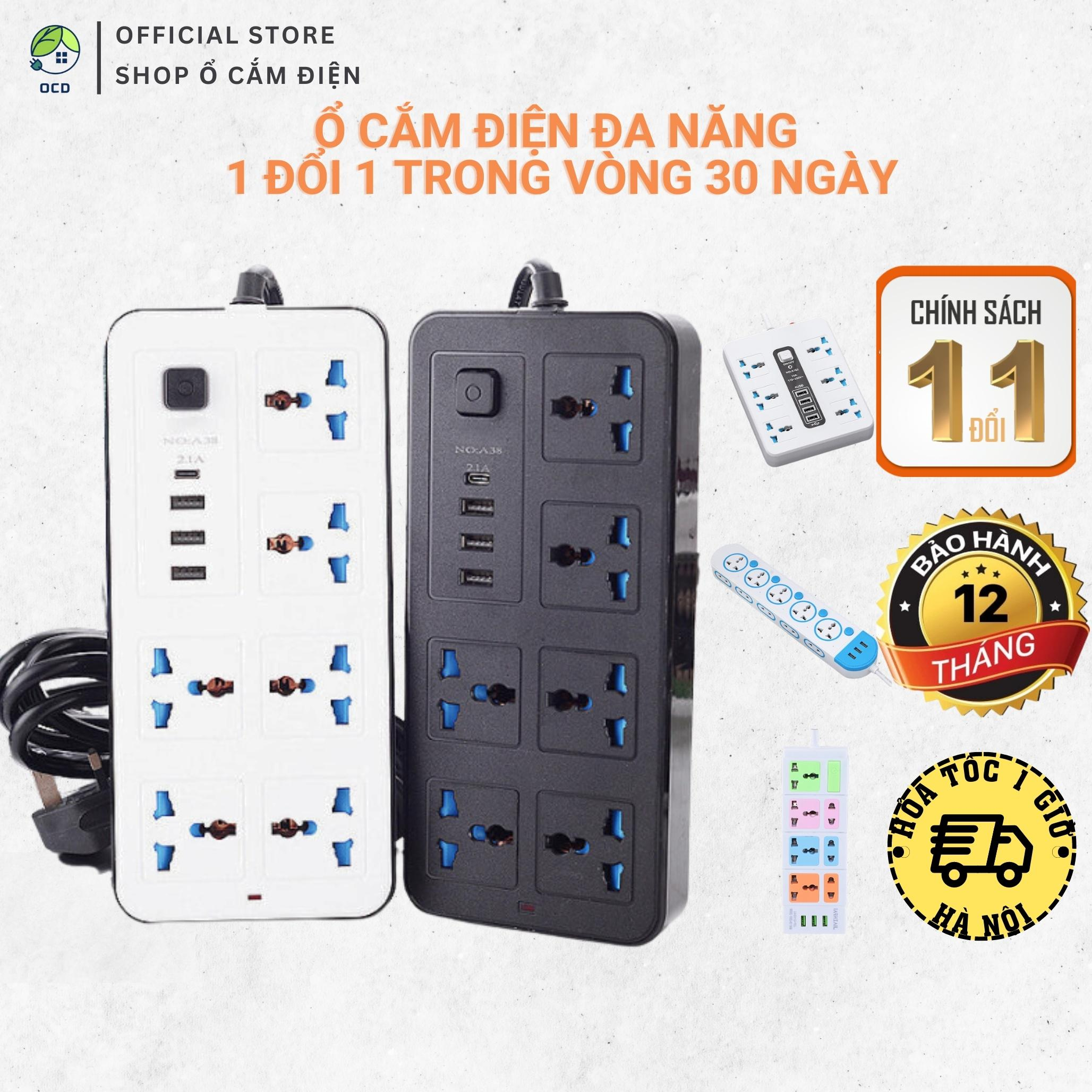 Ổ cắm điện đa năng chống giật chống cháy thế hệ mới , ổ điện tích hợp 3 đến 5 cổng usb và 1 type c