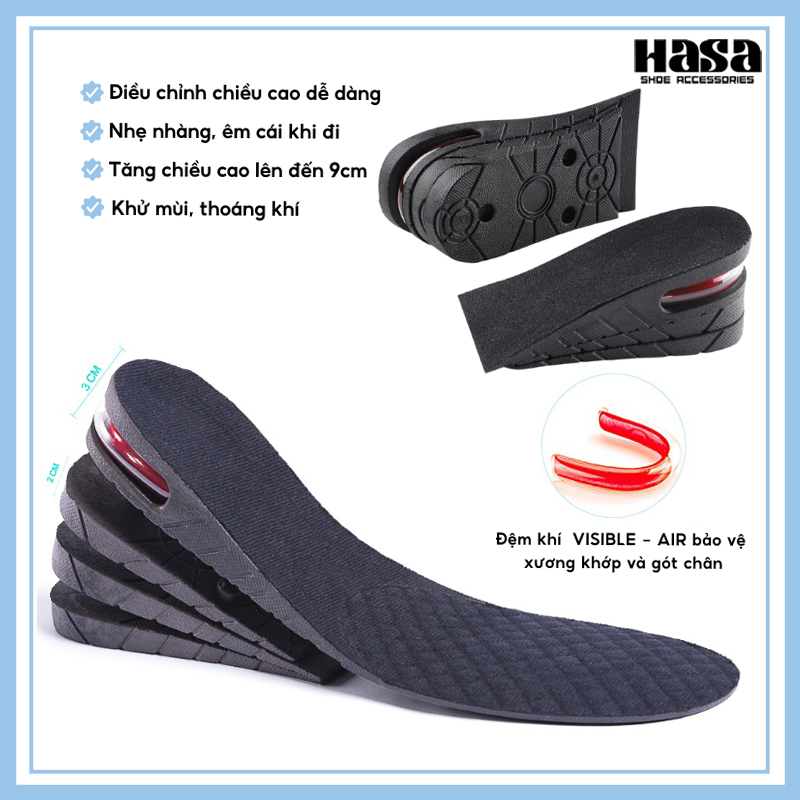Lót giày tăng chiều cao có đệm khí cả bàn & nửa bàn cao cấp HASA L110AB