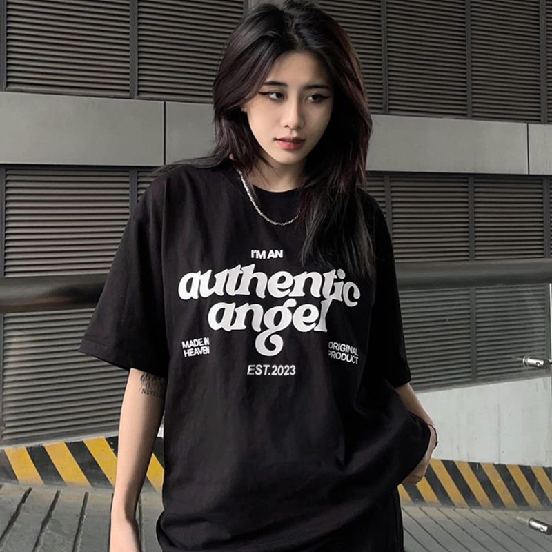 Áo thun nữ MIR -  Make It Rain authentic angel phong cách basic hiện đại cá tính chất cotton dáng tay lỡ