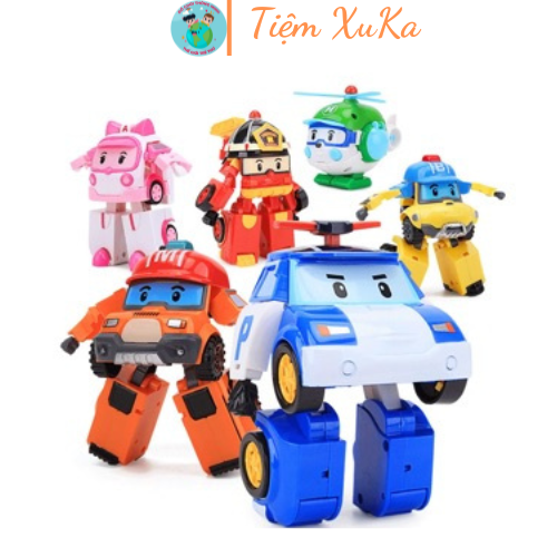 Đồ chơi Poli Biến Hình Biệt Đội Xe - Bộ Lắp Ráp 6 nhân vật Hoạt Hình giúp bé phát triển trí tuệ, hàng hộp