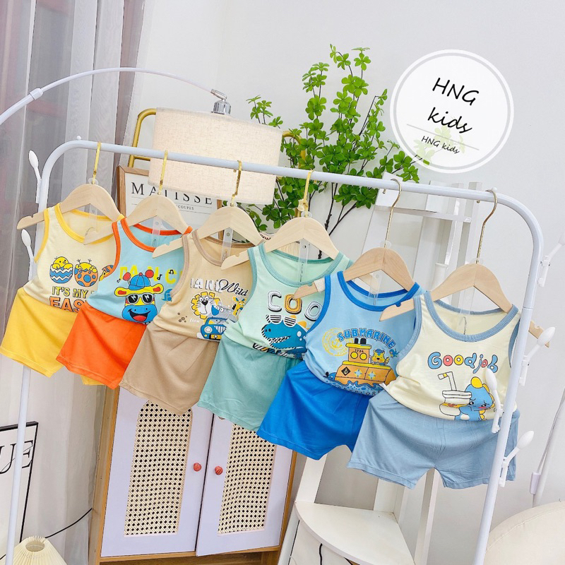 Bộ ba lỗ/sát nách thun lạnh Minky Mom phối màu in hình siêu xinh cho bé trai bé gái(8-18kg)