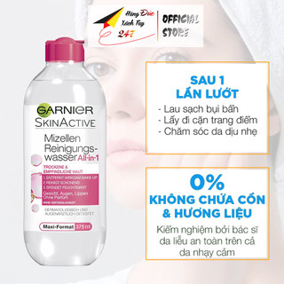 Nước tẩy trang không cồn GARNIER sạch sâu cho mọi loại da, an toàn cho da 375ml