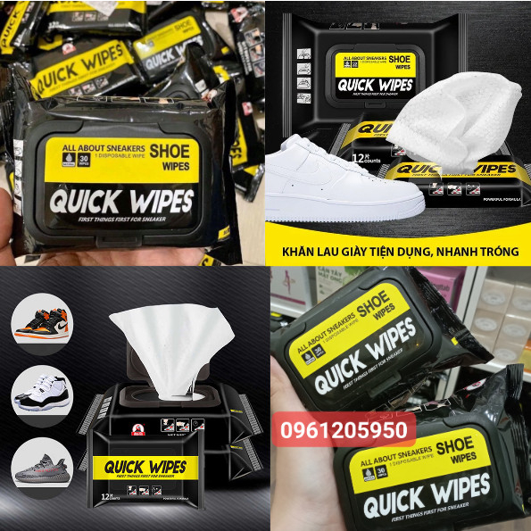 ⚡👟 Khăn Lau Giày Siêu Tốc Quick Wipes - Khăn Lau Vệ Sinh Giày Thể Thao Sneaker Chính Hãng
