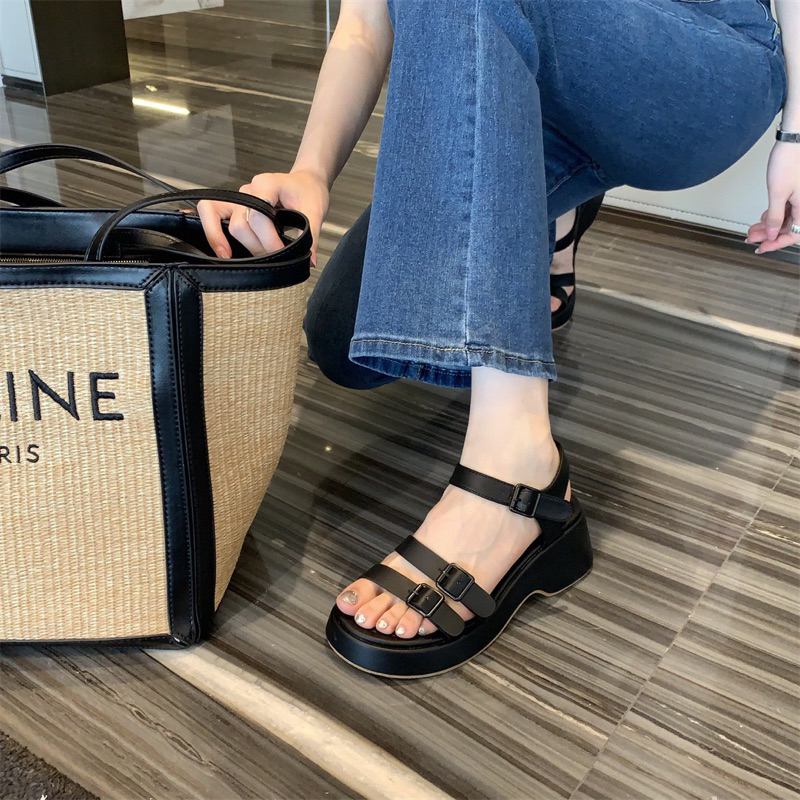 Xăng Đan Quai Dây Mảnh Da Mềm Đế 6cm