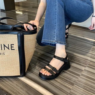 Xăng Đan Quai Dây Mảnh Da Mềm Đế 6cm