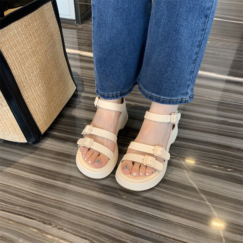 Xăng Đan Quai Dây Mảnh Da Mềm Đế 6cm