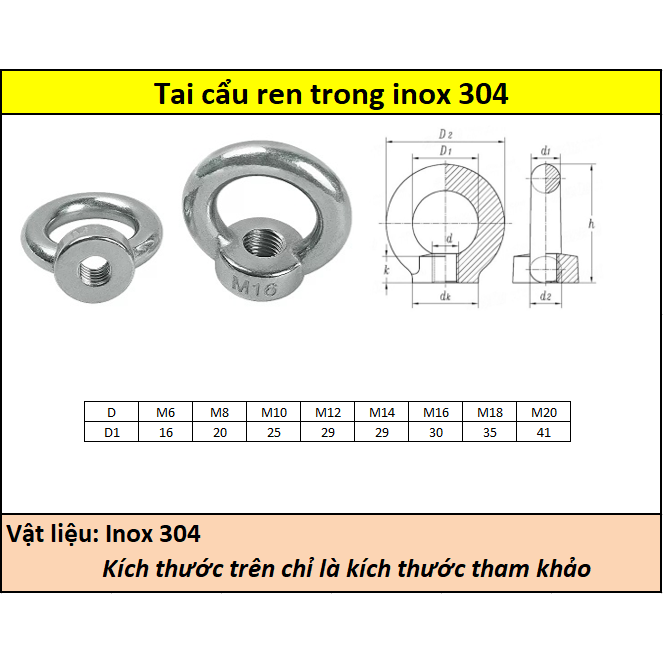 Bulong tai cẩu âm inox 304