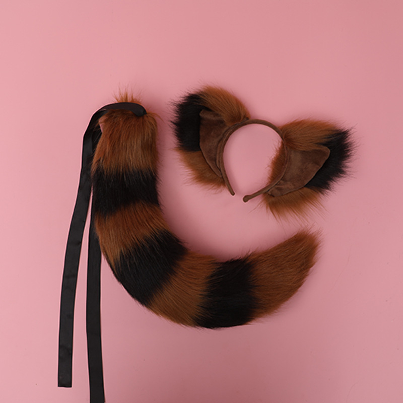 Đuôi cáo nhồi bông lông mịn 9cm kèm bờm cosplay thỏ cáo hồ ly loang màu lolita nhật bản