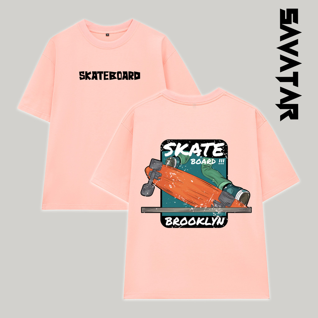 Áo thun cotton trơn cổ tròn unisex streetstyle tay lỡ nam nữ oversize Skateboard