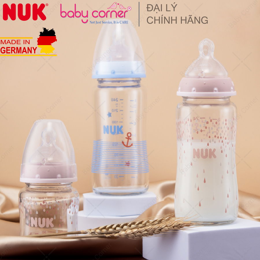 Bình Sữa Thuỷ Tinh NUK PREMIUM CHOICE+ 120ml/ 240ml Cho Bé