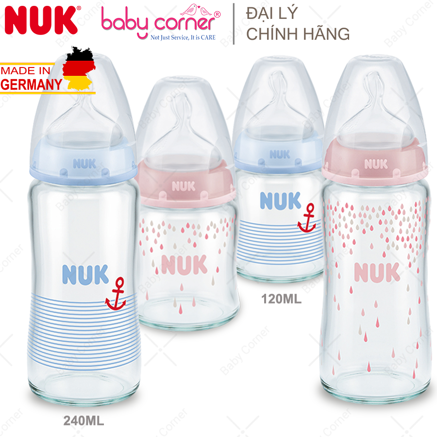 Bình Sữa Thuỷ Tinh NUK PREMIUM CHOICE+ 120ml/ 240ml Cho Bé