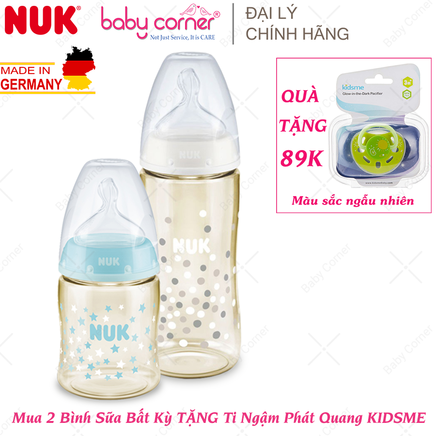 Bình sữa Cổ Rộng NUK Premium Choice+  Nhựa PPSU 300ML Cho Bé